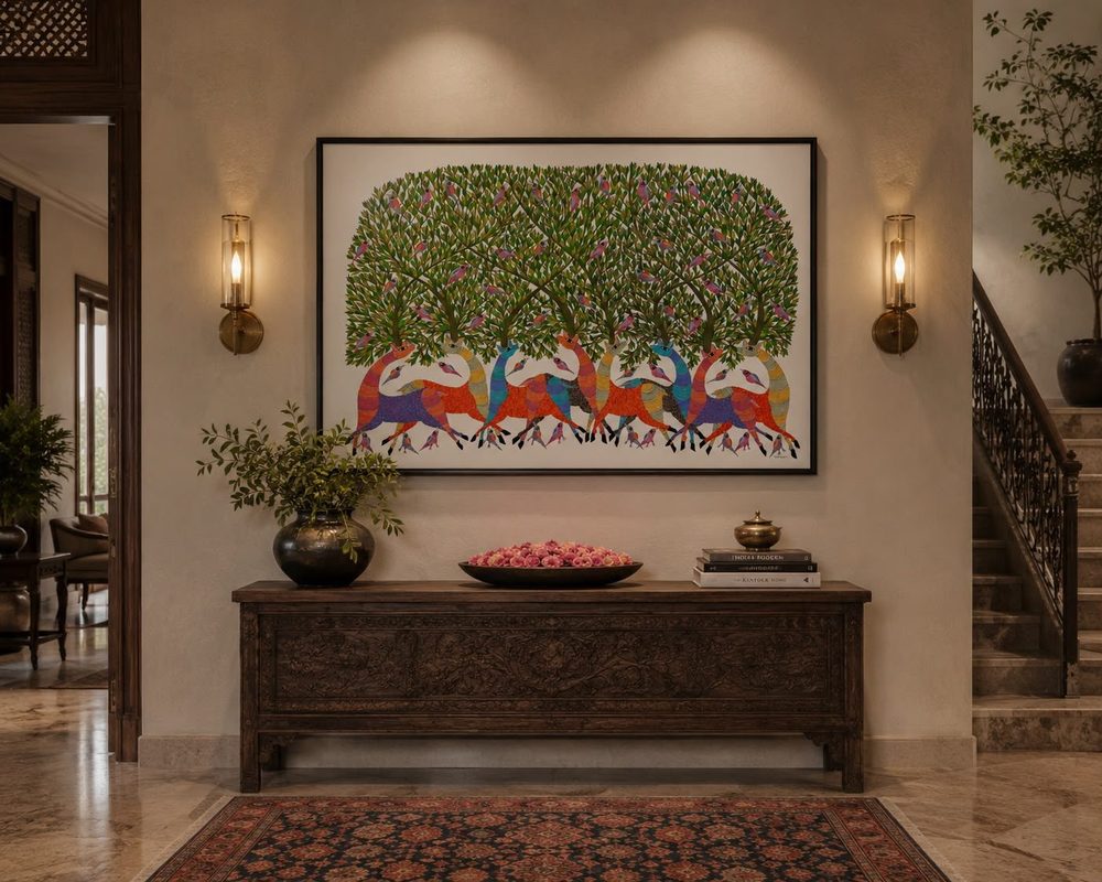 Gond painting in a contemporary interior