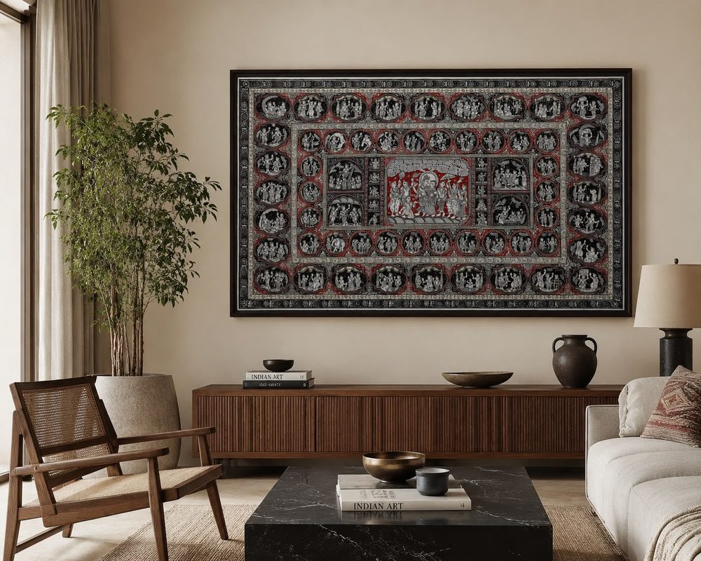 Pattachitra painting in a contemporary interior